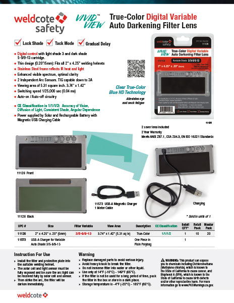 True-Color Digital Variable Auto Darkening Filter